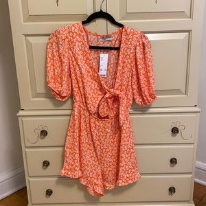 UO Taylor Tie-Front Printed Romper